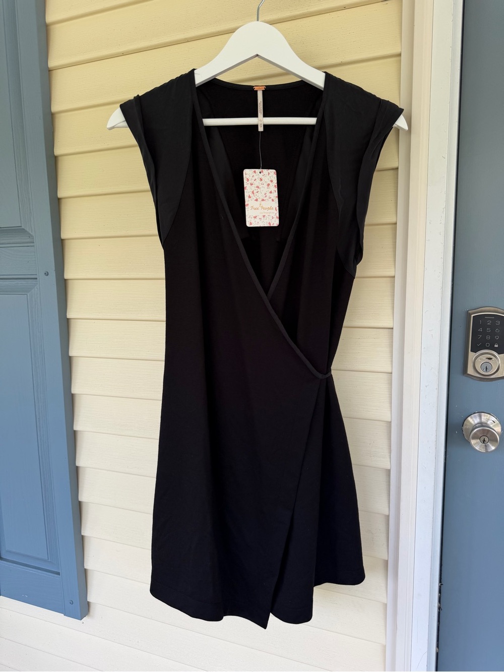 Free People Black Wrap-Front Mini Dress